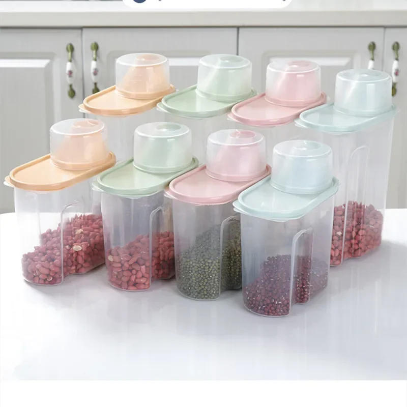 Plastic Cereal Dispenser Storage Box Kitchen Food Grain Rice Container Dried Fruit Snacks Storage Box Flour Grain Storage S/L