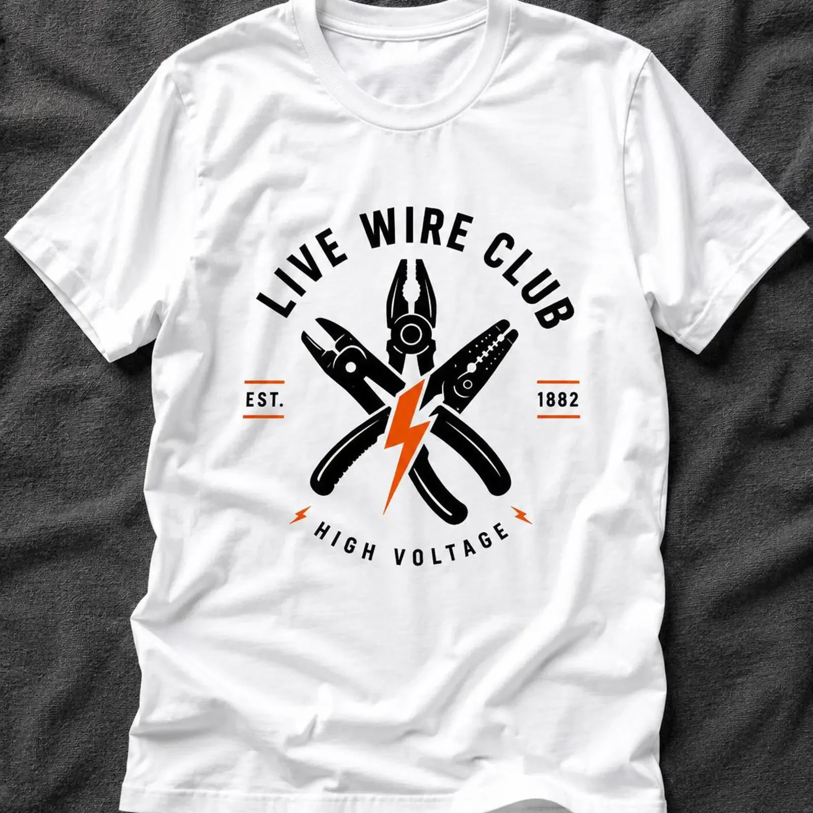 Live Wire Club High Voltage Electrician T Shirt Funny Lineman Electrical Worker for Men Apprentice vintage Washed Versatile