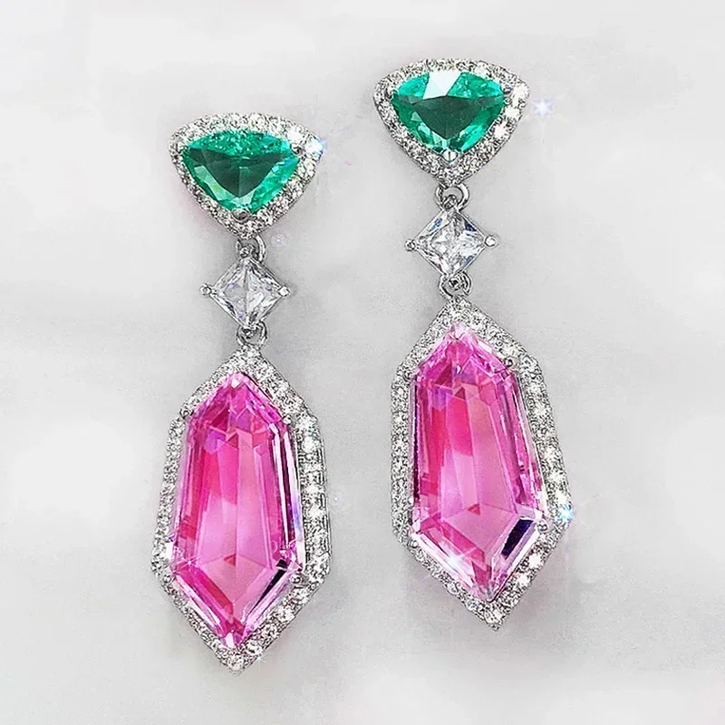 

New Newly-designed Geometric CZ Shaped Dangle Earrings for Women Wedding Engagement Accessories Luxury Earring Trendy Jewelry