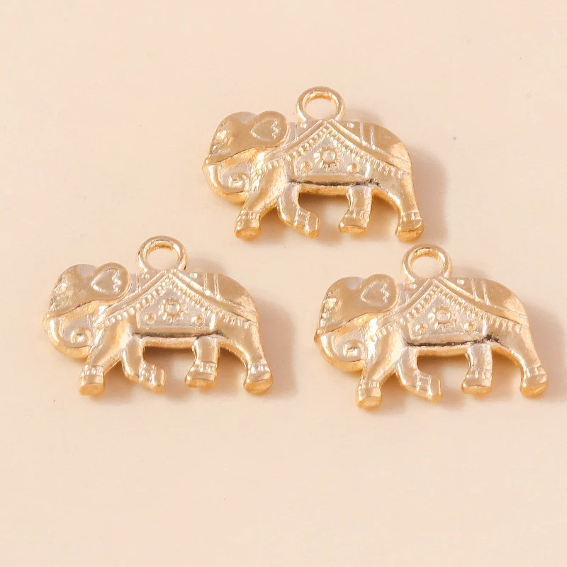 Leslie 10 Stück 16*19mm Antiksilberfarbene Legierungsanhänger Tier-Elefanten-Charms für DIY-Halsketten Schmuckzubehör – Detail 3