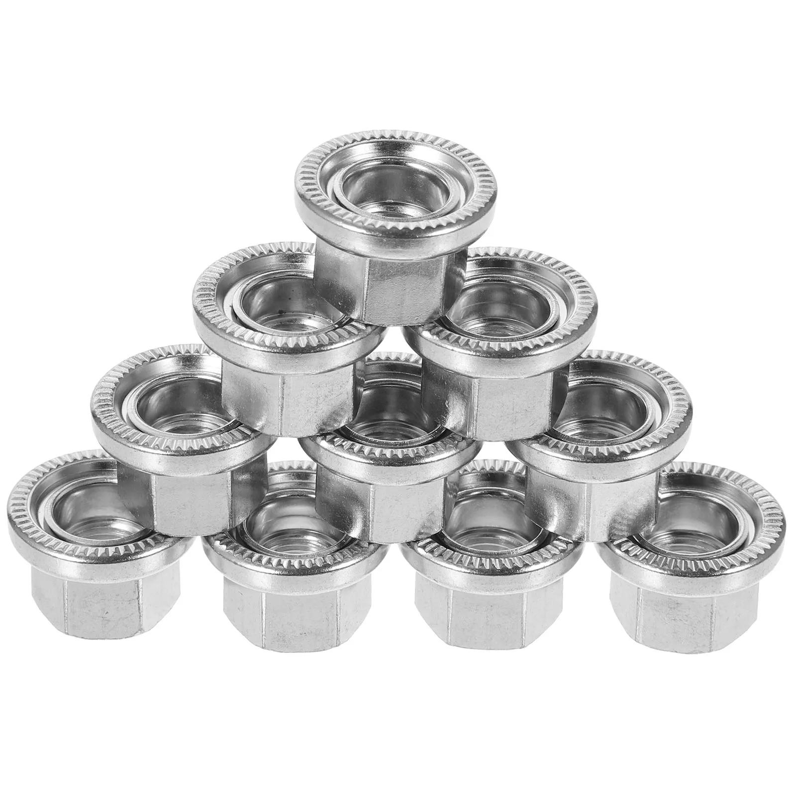 

10pcs Steel Bike Wheel Axle Nuts Flanged Hub Nut For Mountain Road Track Electric Scooter Hub Motor Replacement Bicycles Parts