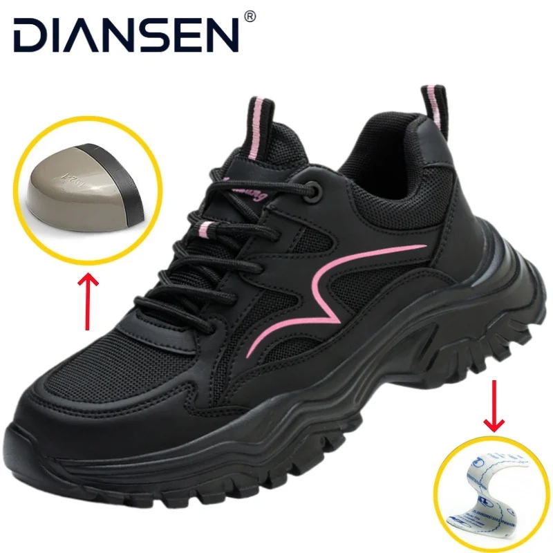 New Women Safety Shoes Anti-smash Anti-puncture Work Shoes Breathable Lightweight Work Sneakers Indestructible Women Shoes