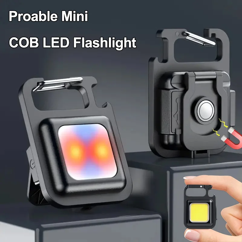 Mini LED Keychain Flashlight COB Night Light Portable USB Charging Camping Lamps For Work Outdoor Hiking Fishing Lighting