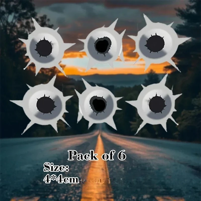 

6pcs/12pcs 3D Rusty Bullet Hole Motorcycle Stickers Waterproof Motorbike Tank DIY Car Window Decors DurableDecals15CM PVC KK