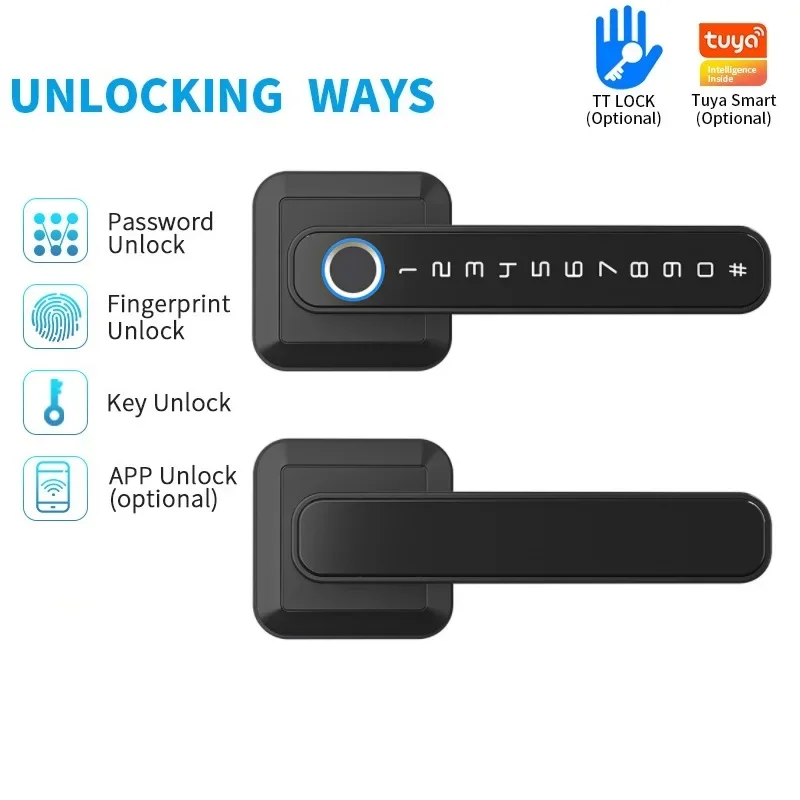 

Smart Door Lock Fingerprint Password Remotely Unlock Digital Lock Tuya App Keyless Entry TTlock Electronic Handle Lock