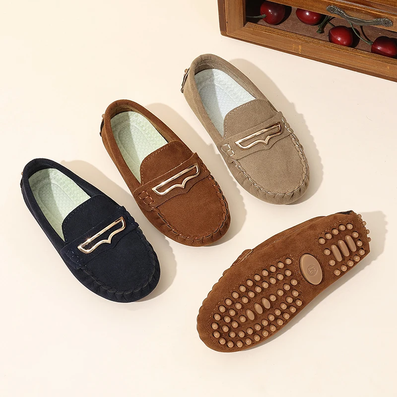 

Baby Boys Girls Leather Loafers 2025 New Autumn Toddler Dress Shoes Soft Sole Breathable Retro Simple School Uniform Loafers