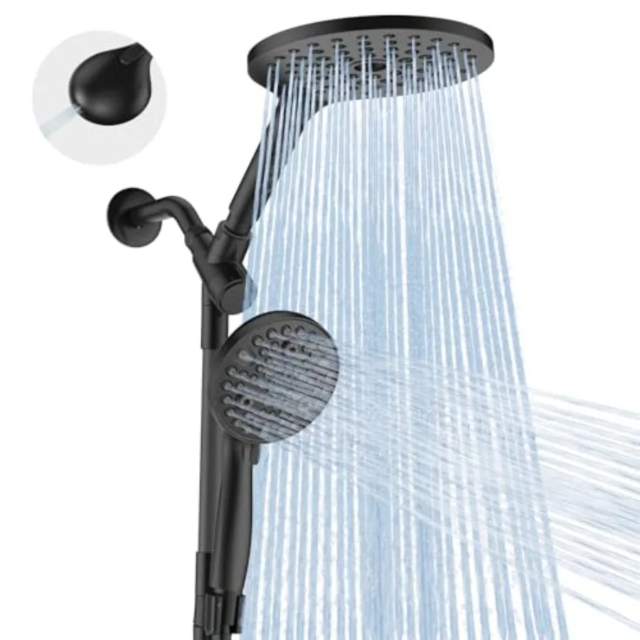 

Dual Handheld Shower Head Combo, 2-in-1 Rain Shower Heads System Rainfall Shower Head and Modes High Pressure Hand Held Showerh
