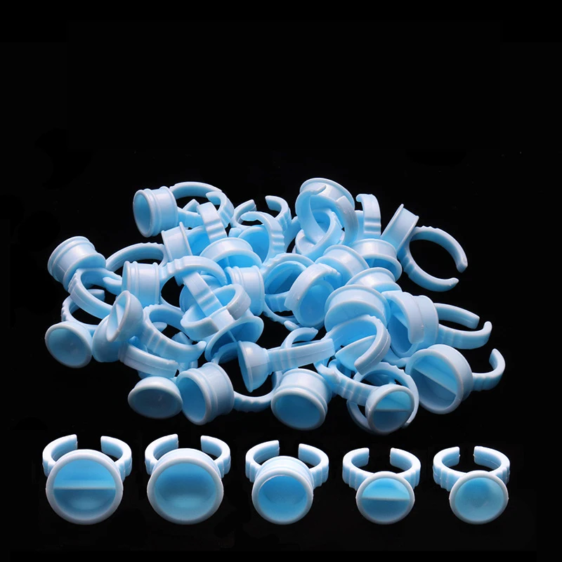 100 stücke Einweg Kleber Ring Tasse Für Wimpern Fan Tattoo Pigment Halter Wimpern Verlängerung Container Kleber Halter Make-Up Liefert