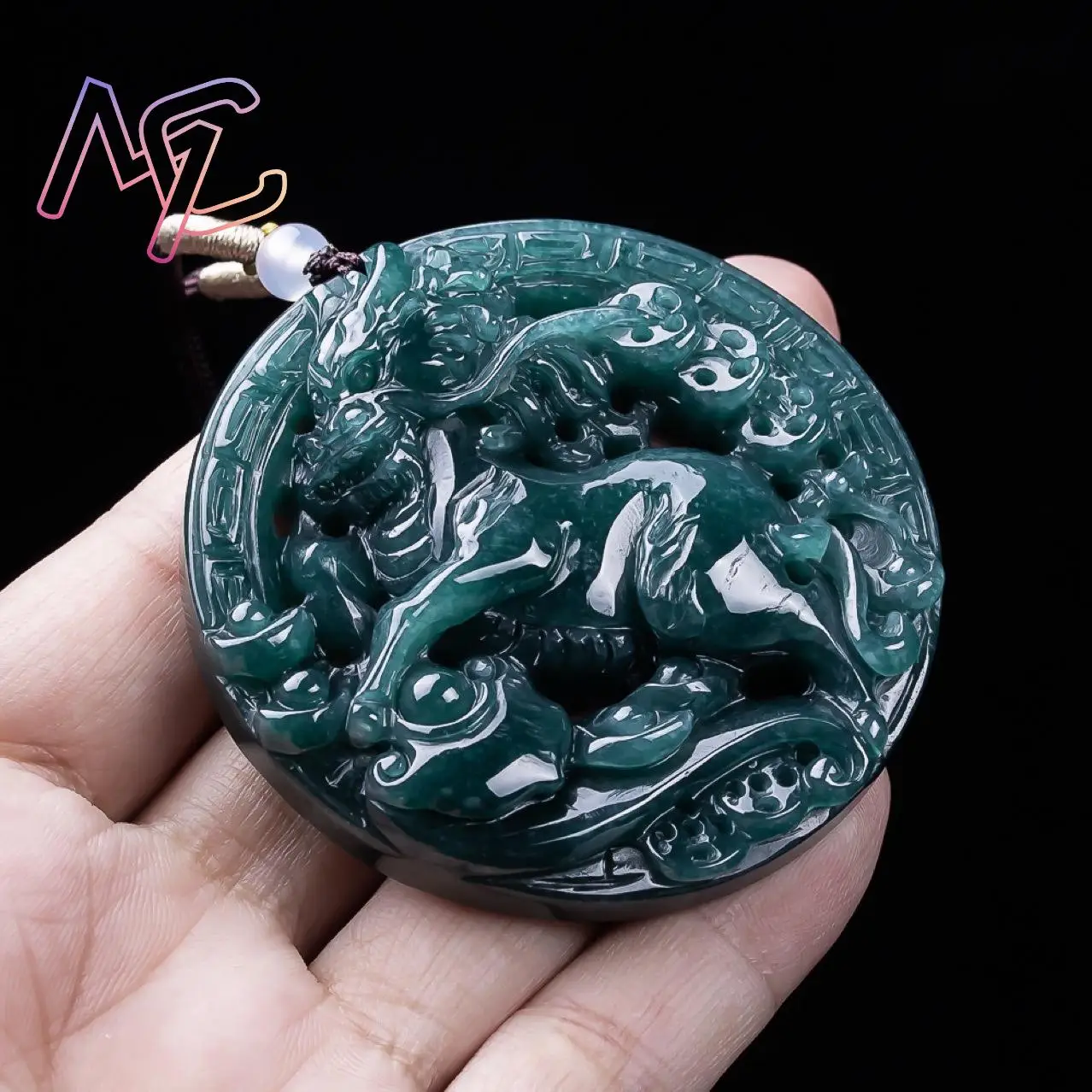 Myanmar Jadeite Dragon Pendant Necklace Vintage Real Jade Accessories Fashion Luxury Talismans Natural Jewelry Carved Amulet - view 5