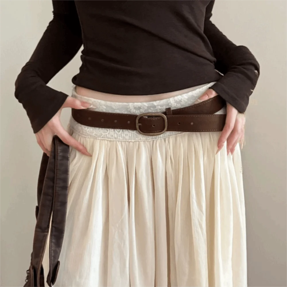 العصرية دبوس مشبك حزام جلد الغزال تصميم فاخر ريترو الأعمال حزام الخصر حزام الخصر عادية للنساء