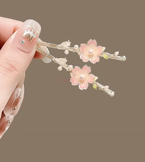 Cherry Blossom Hairpin Hair Ornament Side Clip Straight Clip Headpiece