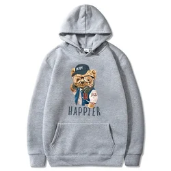 New Fun Teddy Bear Hooded Casual Shirt for Men's Fashion Sweatshirt Loose Street Multi Color Sweatshirt