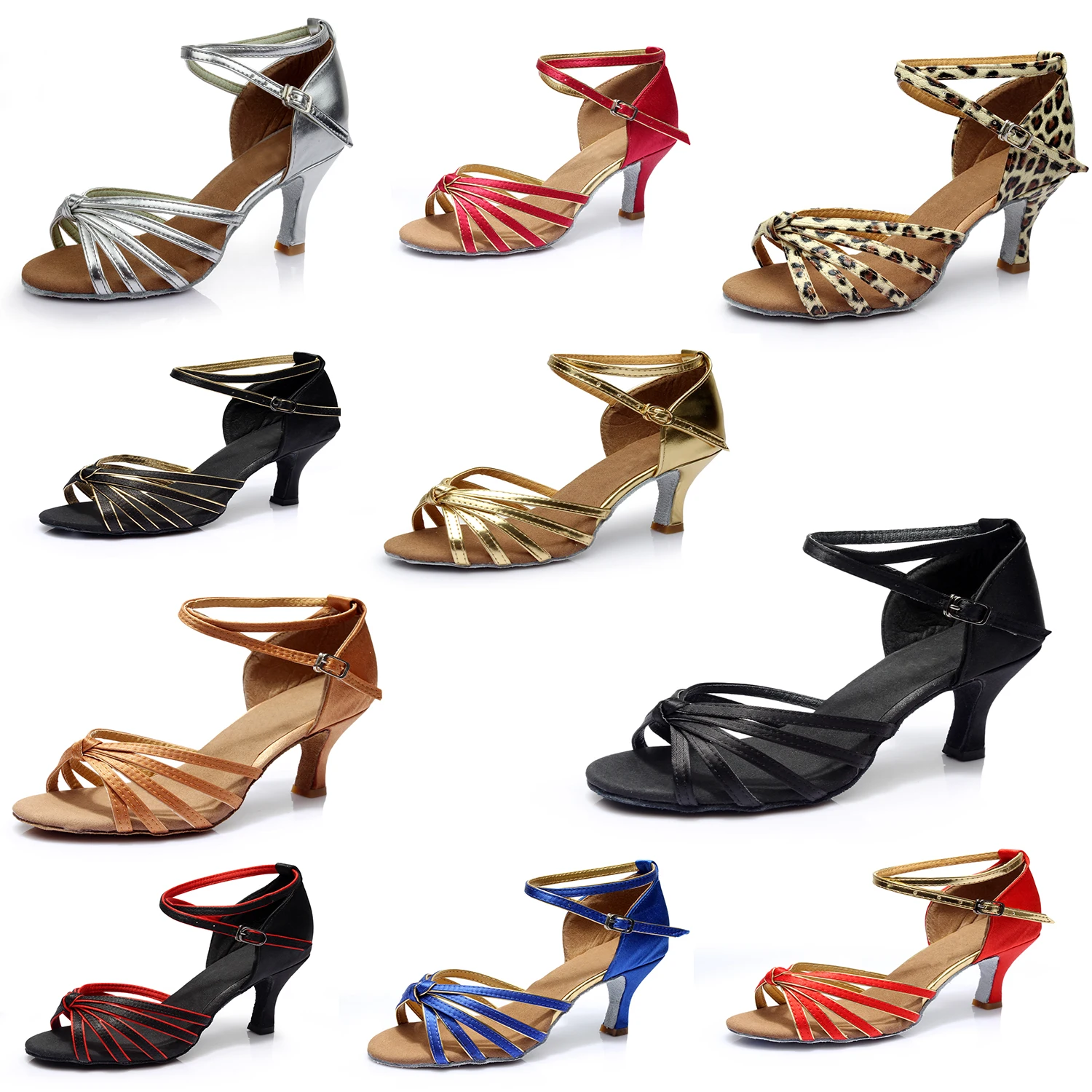 Women Dancing Shoes Ladies Girls Soft Bottom Ballroom Salsa Tango Dance Shoes for Indoor Summer Dancing Sandals Heeled 5cm/7cm