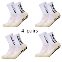 4 pairs of men's soccer socks non-slip grip pad football basketball socks