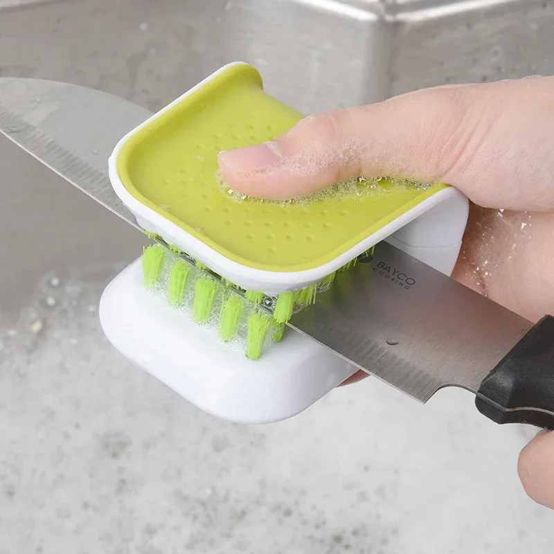 Kitchen Tableware Brush Cleaning Brush Descaling Knife Pan Pot Cleaner Strong Decontamination Brushes Knife Spoon Fast Cleaning