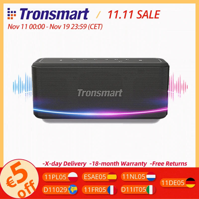 Tronsmart-Enceinte Bluetooth Mega Pro, haut-parleur portable, basses améliorées, étanche IPX5, assistant vocal, NDavid, 60W