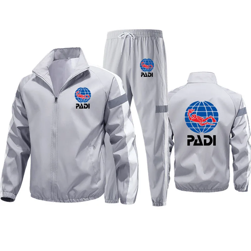 Men\'s jacket Pants Sports Suit Scuba Driver Padi Print Casual Stripe reflection High Quality Unisex Sportswear Jogging Suit