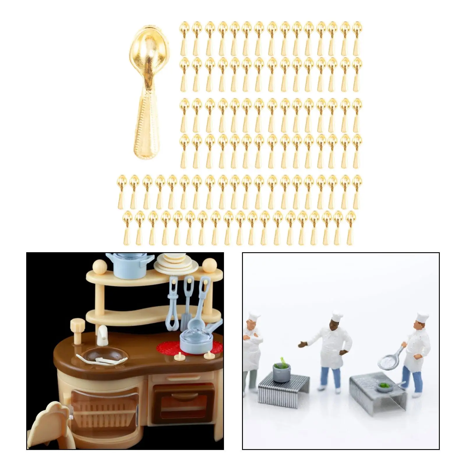 4x 100 sztuk Zastawa stołowa do domku dla lalek w skali 1/12, dekoracje do domku dla lalek, miniaturowe akcesoria kuchenne, zestaw do zabawy w kuchnię dla chłopca