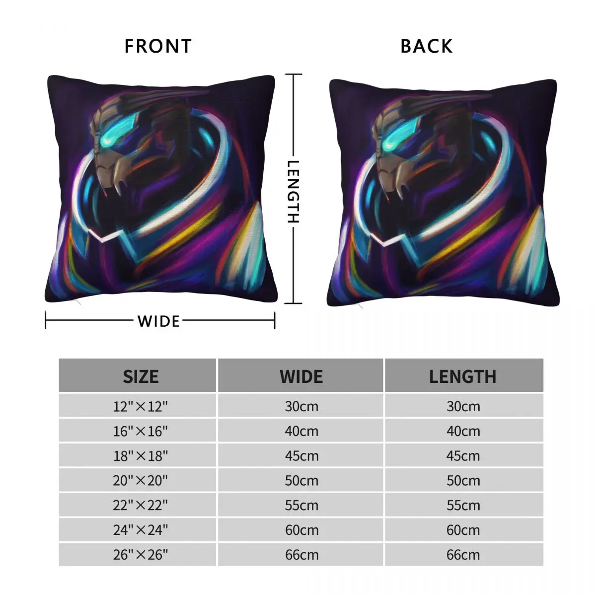 NEON Garrus Vakarian Mass Effect Pillowcase Polyester Linen Velvet Pattern Zip Decor Throw Pillow Case Room Cushion Cover 45x45