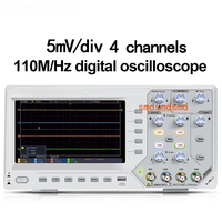 Hanmatek Digital Oscilloscope 5mV/Div 2 /4 Channels 110MhZ Bandwidth 1GS/s Sampling Rate 7-inch TFT Storage Desktop Oscilloscope