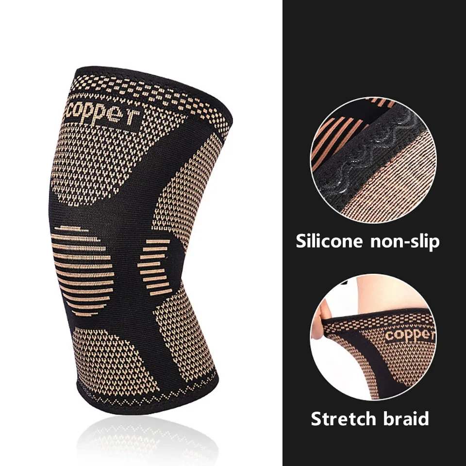 1Pcs Band Copper Nylon Knee Brace for Arthritis Pain and Support Knee Sleeve Compression for Sports Workout Arthritis Relief