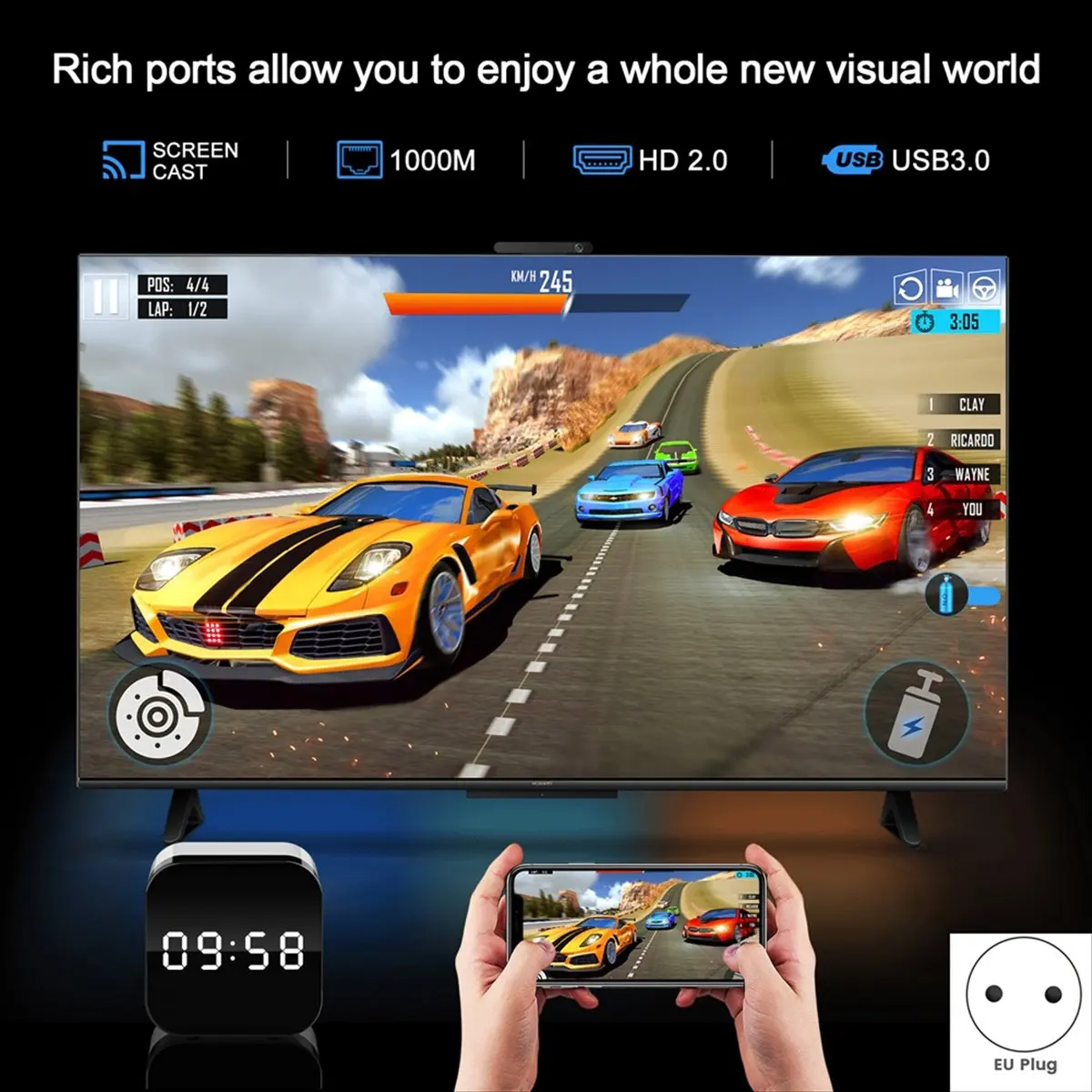 

NEW H96 MAX Android 14.0 H728 Allwinner 8-Core Octa Core Ulrta HD 8K 1000M Ethernet Wifi6 Dual Wifi BT5.3 Smart TV Box(EU),A