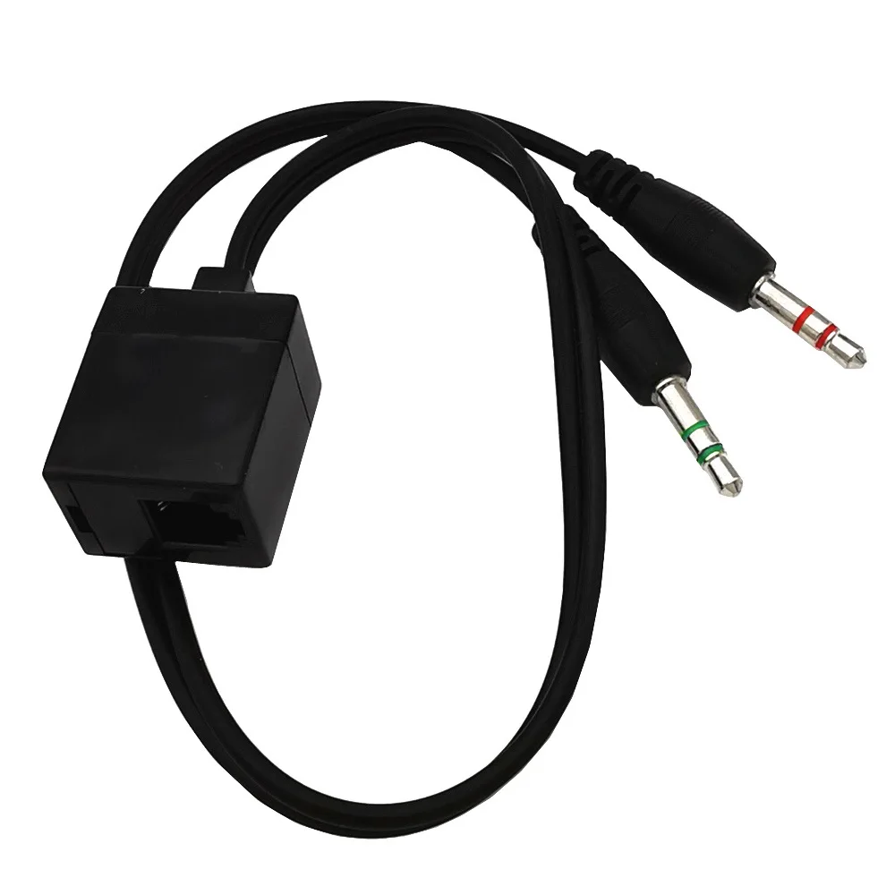 4P4C RJ9 to Dual DC 3.5mm Female to Male Computer Plug Converter Telephone Headset Conversion Cable 30cm