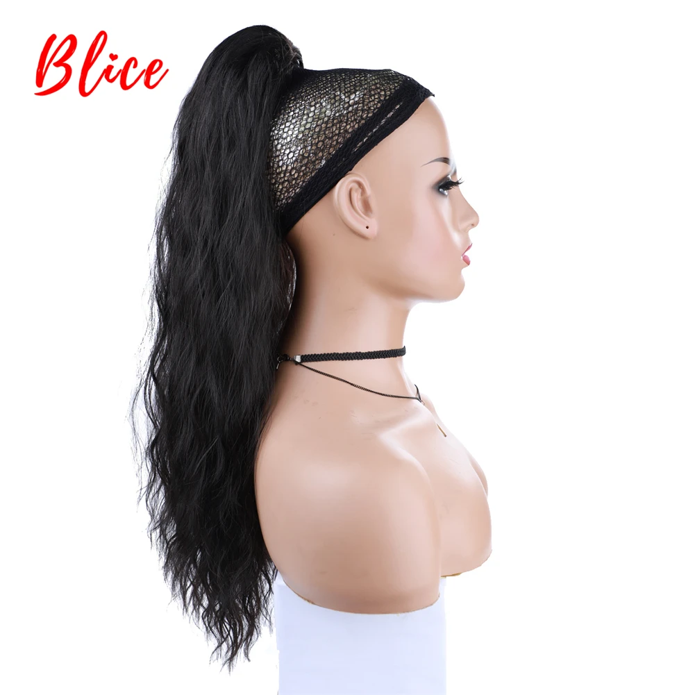 

Blice 20" Long Bouncy Curly Synthetic Black Ponytail Hair Extensions Wavy Hairpieces With Claw Easy To Wear