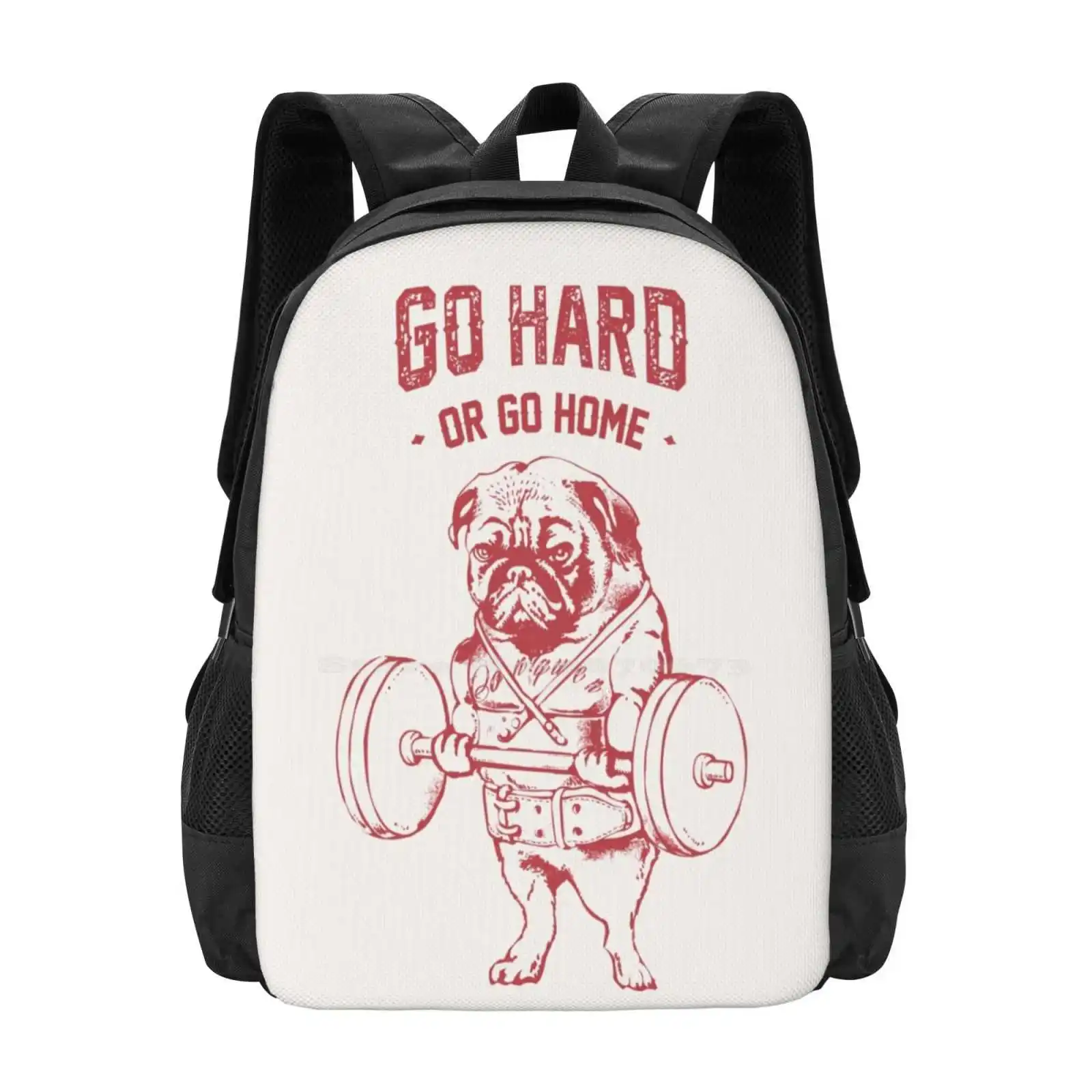 Mochilas escolares con diseño de patrón de Pug para ir a casa o ir duro, viaje para ordenador portátil, gimnasio, entrenamiento, Fitness, motivación