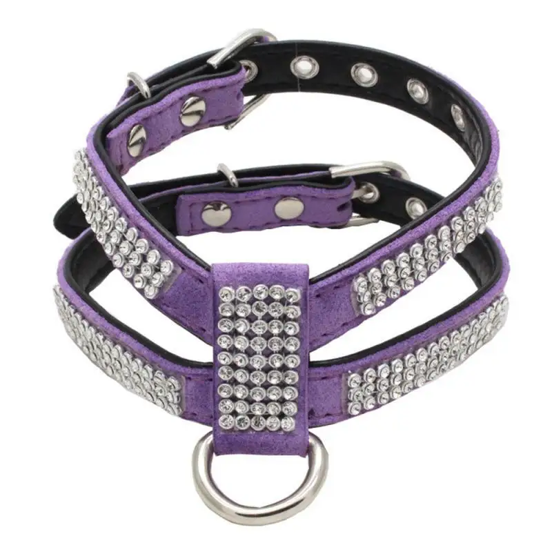 Pet Strap Double-layer Strong Chest Strap Traction Belt Dog Collar Exquisite Shiny Suede Microfiber Small Pet Supplies Pet Leash