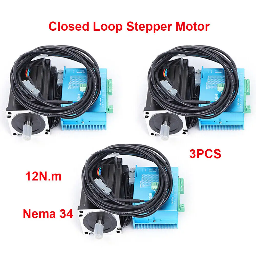 Imagem -03 - Eixos Fechado Loop Stepper Motor Nema34 Híbrido Servo Driver 3m Codificador Lline para Cnc Gravura 12nm