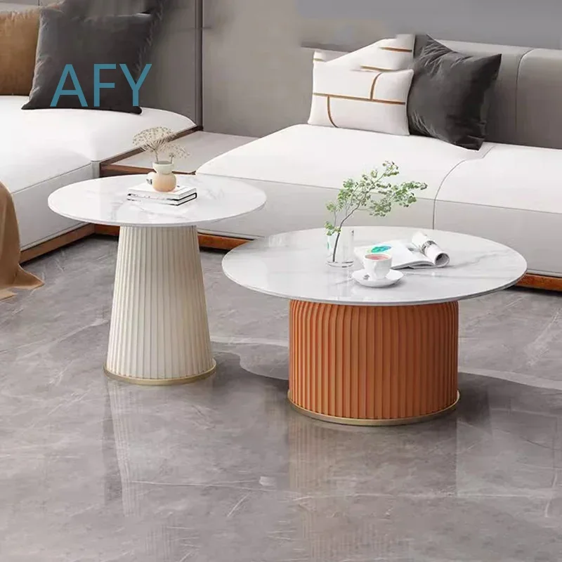 for Simple White Beauty Coffee Tables for Modern Living Room Small Space Home Decor Marble Effect Elegant Minimalist Design