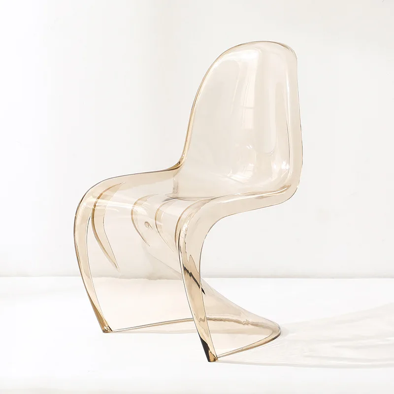 White dining chair transparent plastic acrylic chair backrest casual negotiation chair creative makeup stool