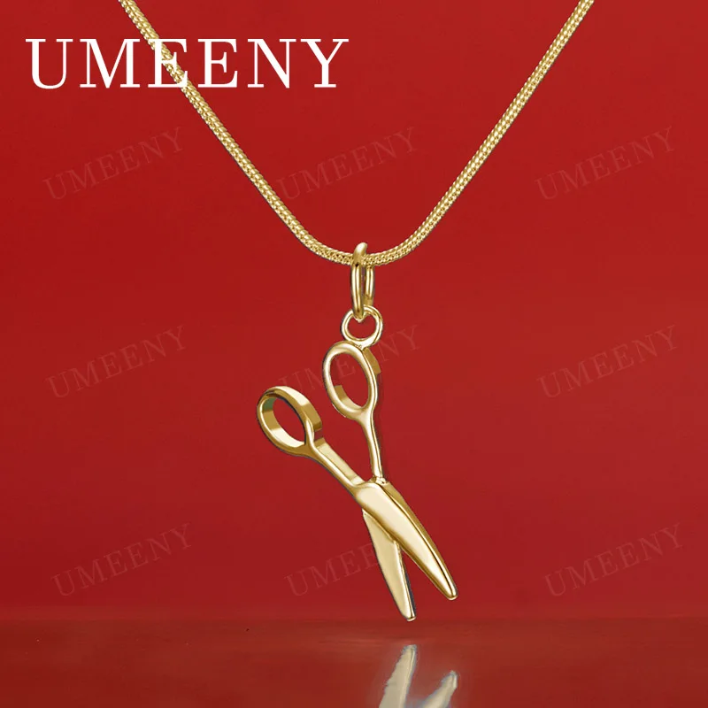 925 Sterling Silver & 18K Gold 16-30 inch Simple Scissors Pendant Necklace, Fashionable Gift for Women, Wedding Jewelry