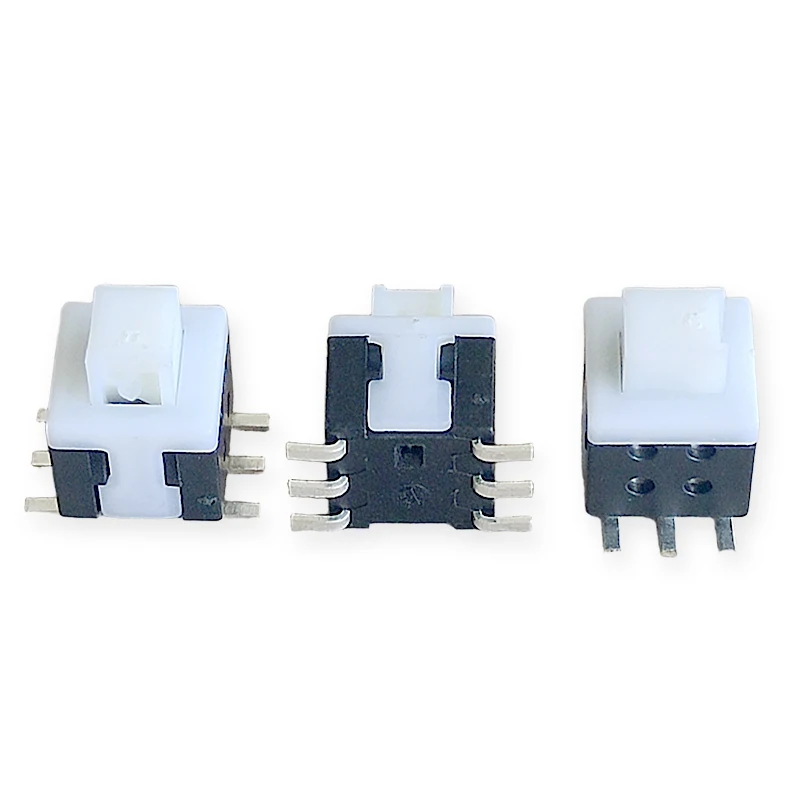 50 Stück 5,8x5,8mm SMD Selbstverriegelnder Drucktastenschalter 5,8*5,8mm Flachkopf Doppelreihig 6-Pin DC30V 0,5A Patch-Typ Druckschalter – Detail 2