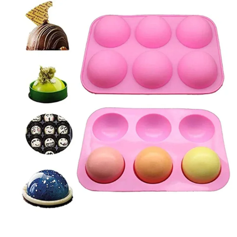 6‑Hole Semi‑Sphere Silicone Cake Mold Round Half‑Ball Mould For Chocolate Mousse Jelly Dome DIY Dessert Baking Kitchen Accessory