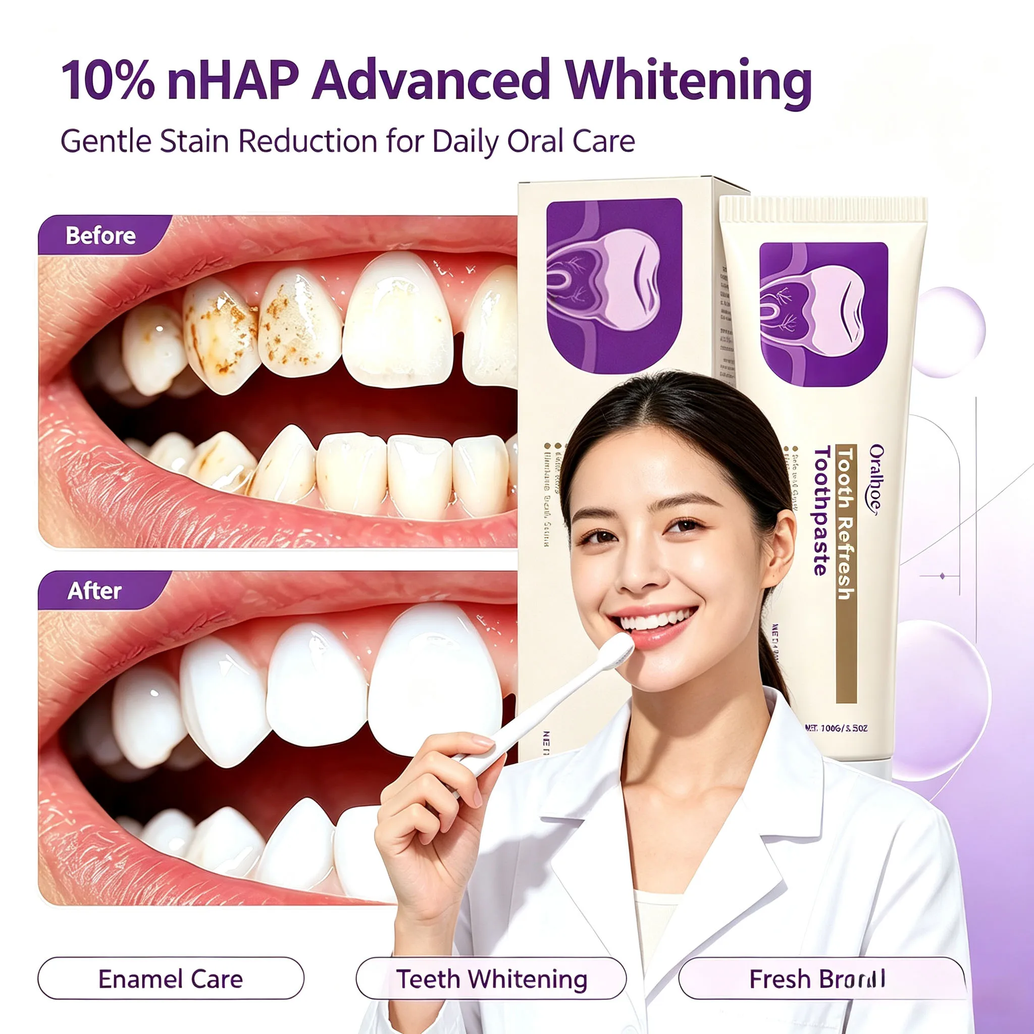 Brighten teeth, clean teeth dirt Say Goodbye to Yellow Teeth Deep Stain Removal for Brighter Teeth