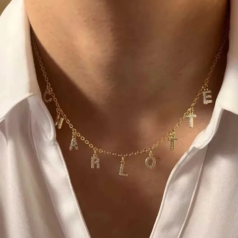 Colar com nome inicial personalizado, pingente de letra alpahbet feminino de aço inoxidável, pingente de declaração de colar inicial, presente