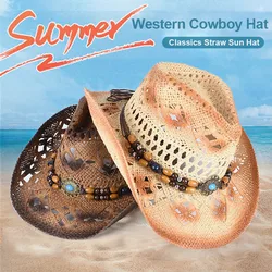Classics Summer Western Sun Hat Men's Cowboy Hat Women Outdoor Cowgirl Vintage Straw Cap Kallaite Design Jeans Hats Beach Sunhat