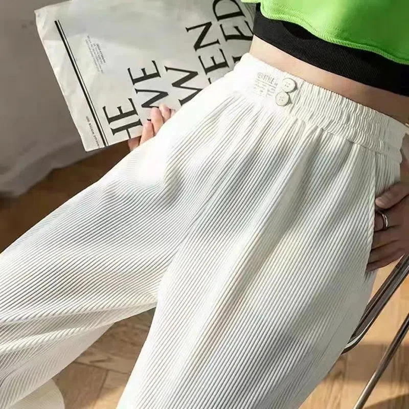 Pantalon Slim décontracté pour femme, tenue de nettoyage, taille haute, grande taille, jambes larges, nouvelle mode printemps été 2022