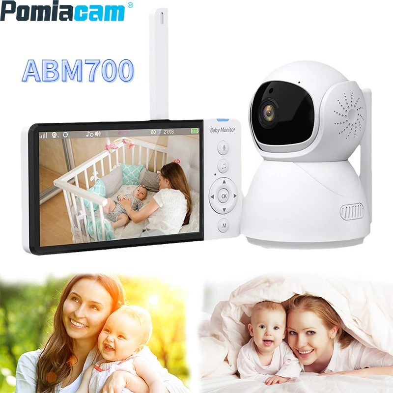 

ABM700 Baby Monitor Camera VOX Function with 5.0-Inch IPS Screen Infrared Night Vision Built-in 5000mAh Battery 8 Lullabies