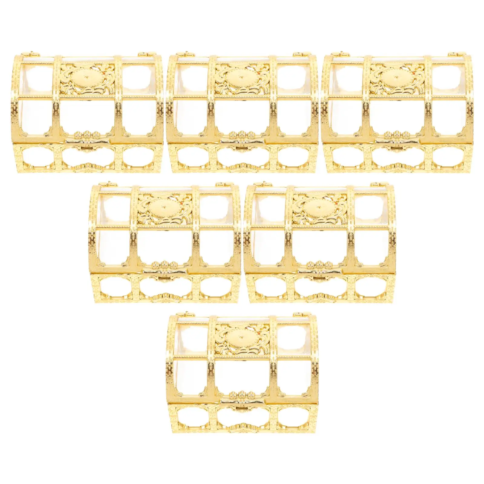 

6 Pcs Wedding Candy Boxes Gold Plated Treasure Chest for Sweets Chocolates Party Favors Bridal Shower Supplies Lightweight