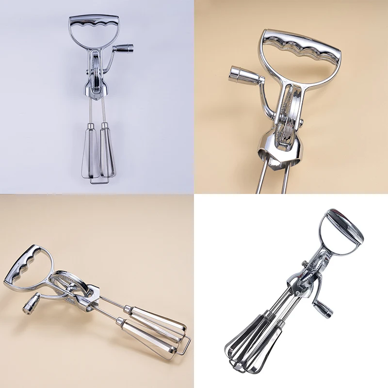 Manual Egg Beater Stainless Steel Double Rotate Multifunction Egg Beater Kitchen Turning Cream Utensils Baking Tool