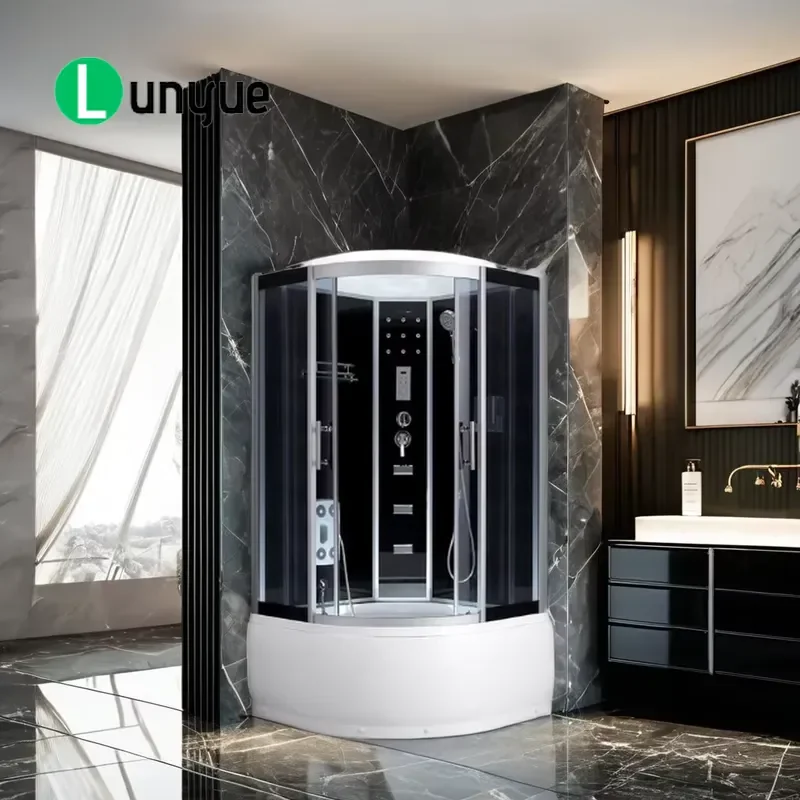 Modern Luxury Round Acrylic Shower Steam Sauna with Tempered Glass and Aluminum Frame for Home Bathroom Spa Wellness