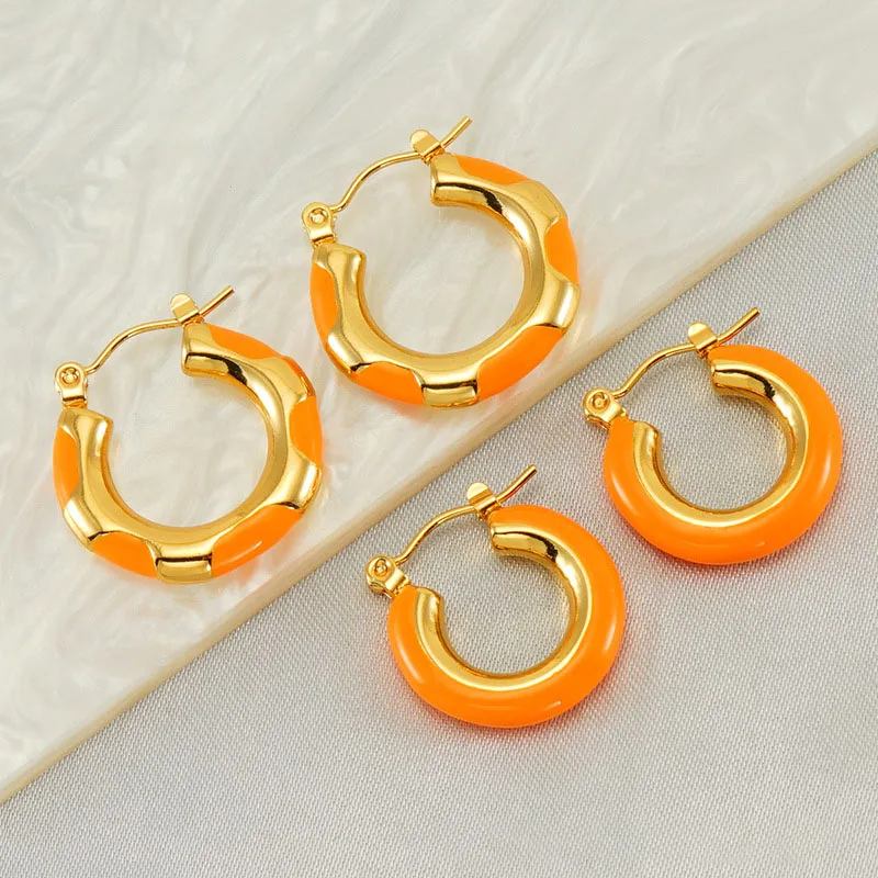 

10PCS Retro Circle Antique Style Fashionable Stainless Steel Female Earrings for Women Hoop Earrings Jewelry Gifts Wholesale