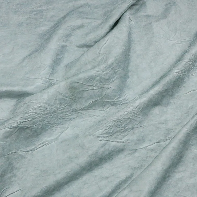 

Dirty dyed lake light blue silk cotton and linen jacquard fabric spring cool cheongsam Hanfu shirt fashion freehand style