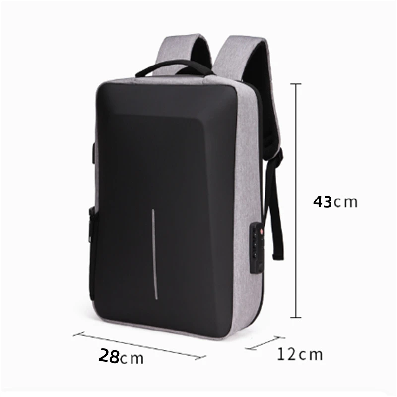 Black PC Hard Shell Bag Leisure Commuting Waterproof Lightweight Business Backpack Men\'s Backpack Anti-theft Lock Computer Bag