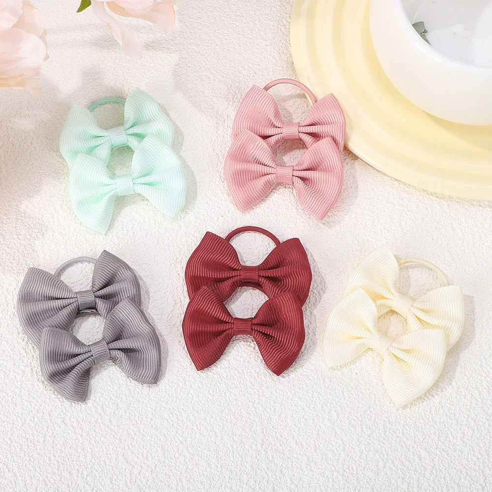 10 pçs arcos elásticos hairbands náilon rabo de cavalo titular corda para meninas do bebê adorável borracha de gorgorão faixas de cabelo crianças acessórios para o cabelo