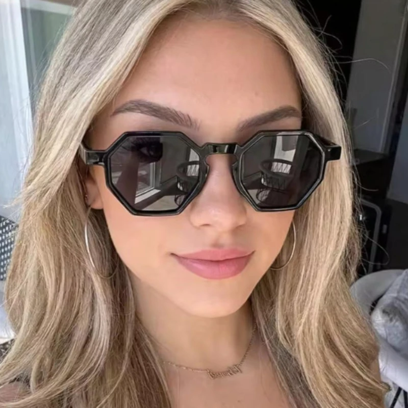 Klassische Polygonale Geometrische Rahmen-Sonnenbrille für Damen, Modische Punk-Sonnenbrille für Herren, Fahr- und Outdoor-Sport-Sonnenbrille