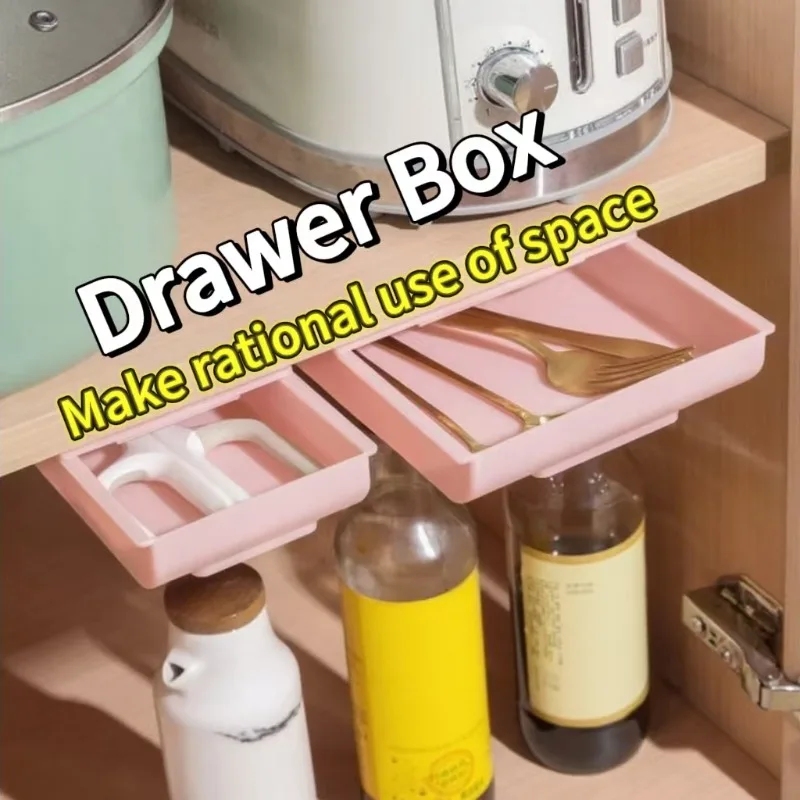 Under Desk Hidden Storage Drawers Self-Adhesive Pencil Box Tray Stationery Organizer Stand for Pen Office Home Storage Organizer